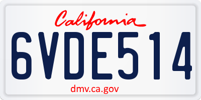 CA license plate 6VDE514
