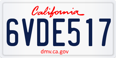 CA license plate 6VDE517