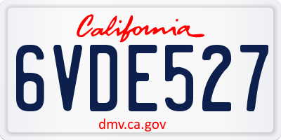 CA license plate 6VDE527