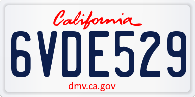 CA license plate 6VDE529