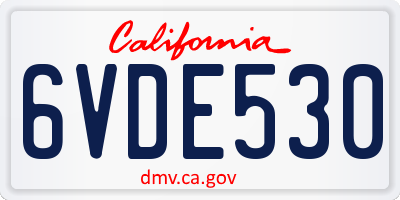 CA license plate 6VDE530