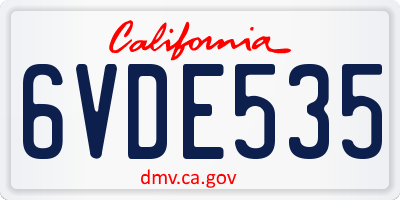 CA license plate 6VDE535