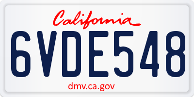 CA license plate 6VDE548