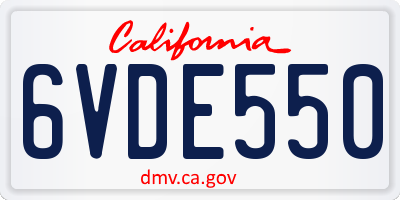 CA license plate 6VDE550