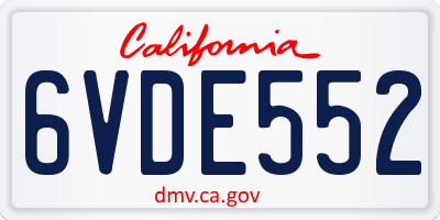 CA license plate 6VDE552