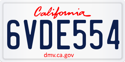 CA license plate 6VDE554
