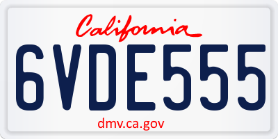 CA license plate 6VDE555