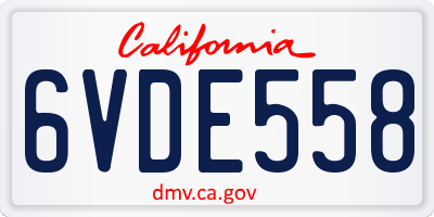 CA license plate 6VDE558