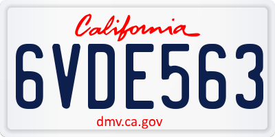 CA license plate 6VDE563