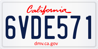 CA license plate 6VDE571