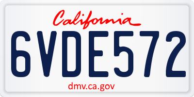 CA license plate 6VDE572