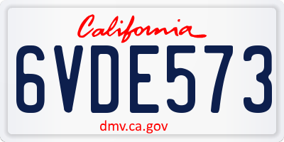 CA license plate 6VDE573