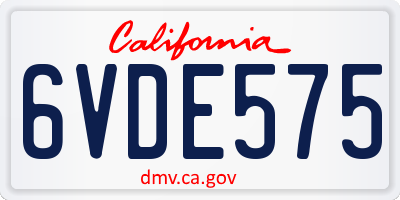 CA license plate 6VDE575