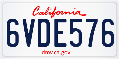 CA license plate 6VDE576