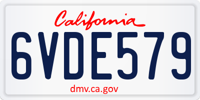 CA license plate 6VDE579