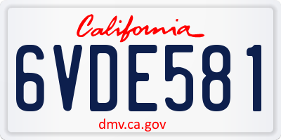 CA license plate 6VDE581