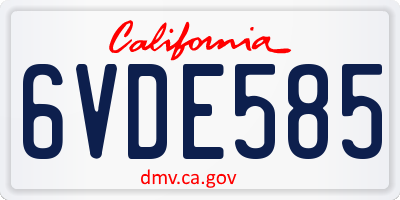 CA license plate 6VDE585