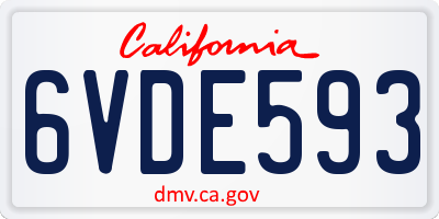CA license plate 6VDE593