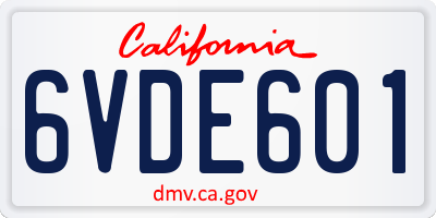CA license plate 6VDE601