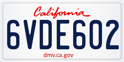 CA license plate 6VDE602