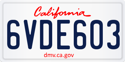 CA license plate 6VDE603