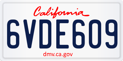 CA license plate 6VDE609