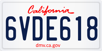 CA license plate 6VDE618