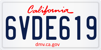 CA license plate 6VDE619