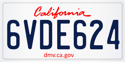 CA license plate 6VDE624