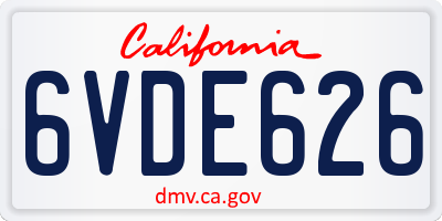 CA license plate 6VDE626