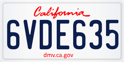 CA license plate 6VDE635