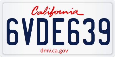 CA license plate 6VDE639
