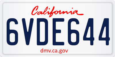 CA license plate 6VDE644