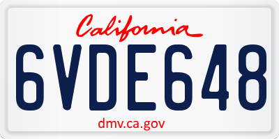 CA license plate 6VDE648