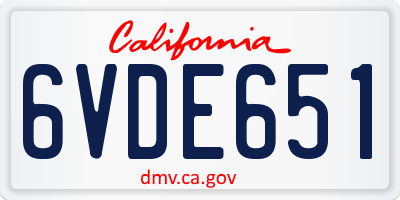 CA license plate 6VDE651