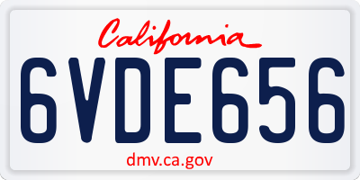 CA license plate 6VDE656
