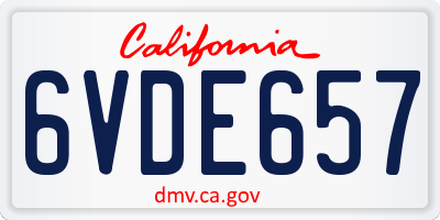 CA license plate 6VDE657