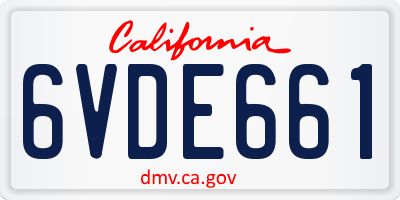 CA license plate 6VDE661