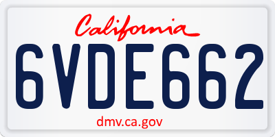 CA license plate 6VDE662