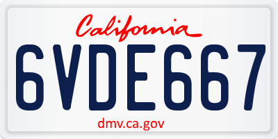 CA license plate 6VDE667