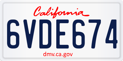 CA license plate 6VDE674