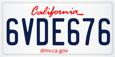 CA license plate 6VDE676