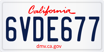 CA license plate 6VDE677