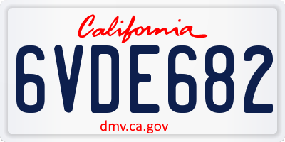 CA license plate 6VDE682