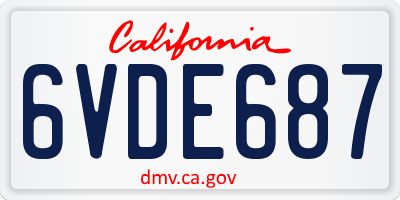 CA license plate 6VDE687