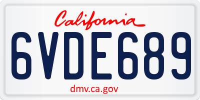 CA license plate 6VDE689