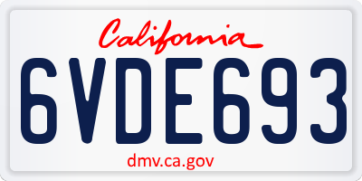 CA license plate 6VDE693