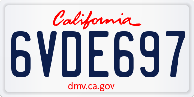 CA license plate 6VDE697