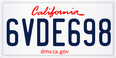 CA license plate 6VDE698
