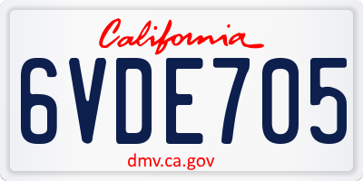 CA license plate 6VDE705